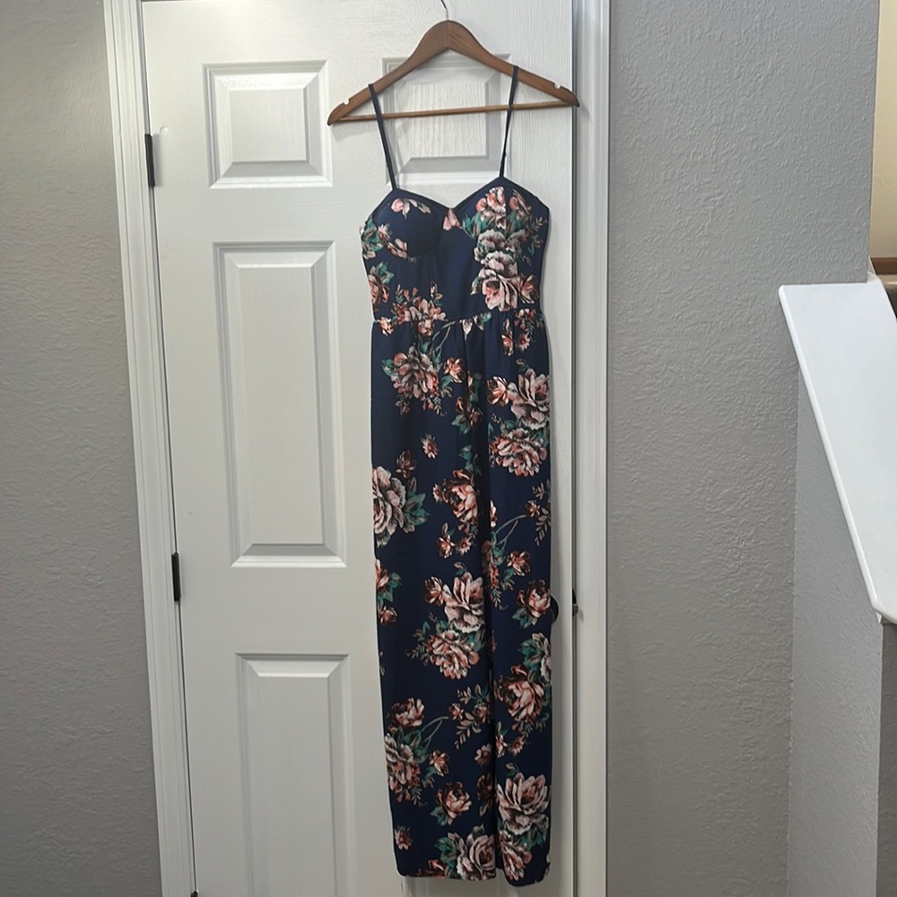 a floral, navy blue jumper